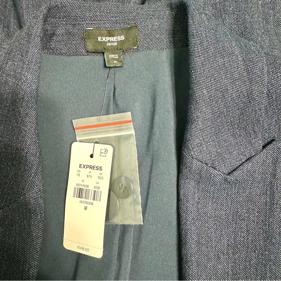 Express Editor Denim-Look Tailored Blazer NWT Medium Chic Polished Style $148 - Picture 9 of 10
